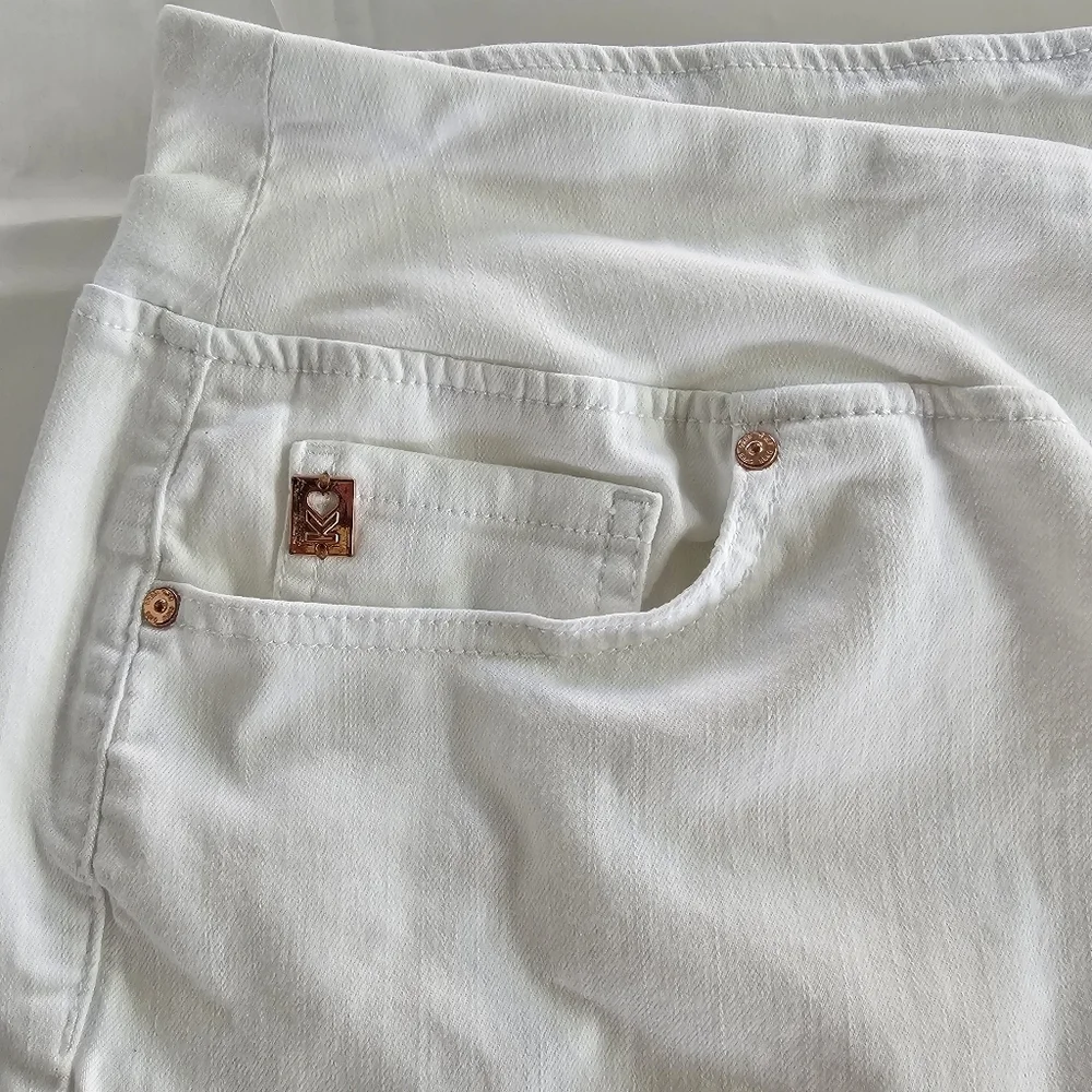 Belle By Kim Gravel 18w Woman's White Cropped Ankle Jeans - Picture 6 of 13